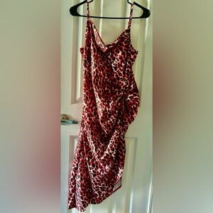Red Leopard A symmetrical Rouge Party Dress. Small. Glam. Rock. Punk. Y2K. Goth